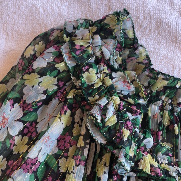Maje Off Shoulder Floral Silk Blouse Size 1 - Picture 5 of 12